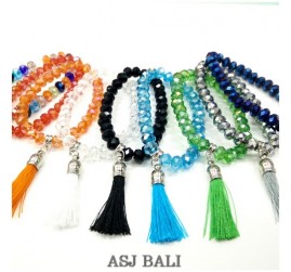 crystal beads bracelets stretch handmade tassels