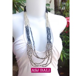 5seeds beads grey necklace beauty with steels