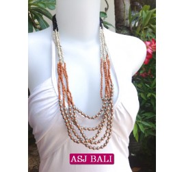 5seeds beads orange necklace beauty designs steels