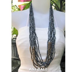 beads necklace multiple strand fashion with wood