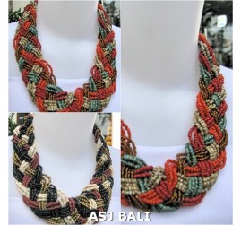 multiple seeds wrapt beads necklaces chokers 2color
