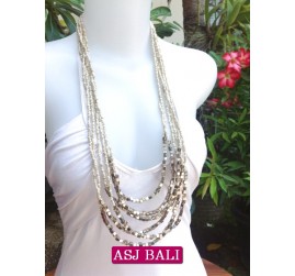 beads necklace multi strand with bead charms white