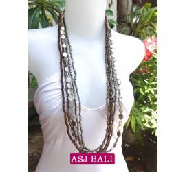 bali necklace long strand silver beads with charms