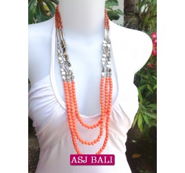 fashion phyrus beads solid orange color necklace