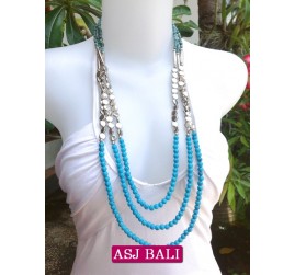 fashion phyrus beads solid turquoise color necklace