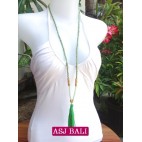 long strand necklaces tassels green with chrome