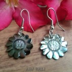 organic seashells hand carved sun flower earrings 
