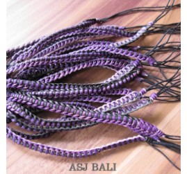 genuine leather hemp bracelets wired purple