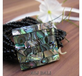 bracelets beads seashells stretch abalone sequare