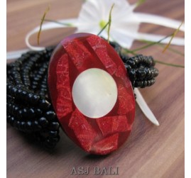 bracelets beads seashells stretch oval red coral