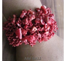 beads stone bracelet stretch red color