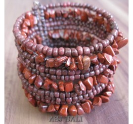 cuff beads bracelets stone brown