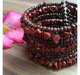 handmade bracelet beads cuff link stone maron