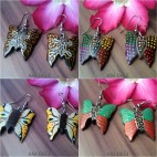 hand carving wooden earrings hand painting butterfly