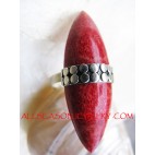 Silver Finger Rings Red Coral