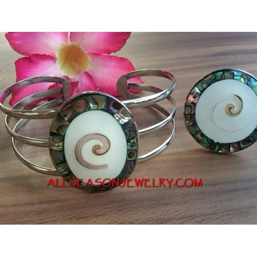 Nautilus Abalone Shells Bracelet Stainless Steels Rings Set 