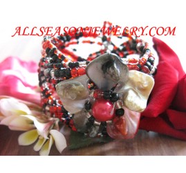bead bracelets shells flowers