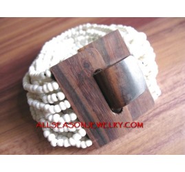 Bead Bracelet Wood Clasp
