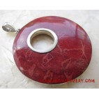 Red Coral Silver Pendant