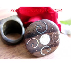 Accessories Women Wooden Finger Rings Hand Carving 
