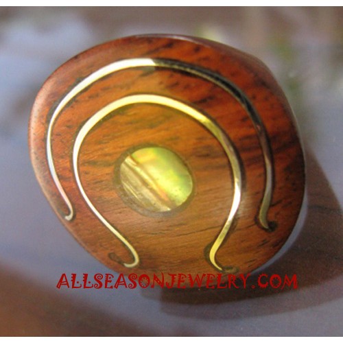 Paua Rings Wooden Material Ethnic Design