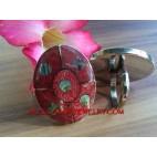 Red Coral Ring Stainles Shell Handmade Bali