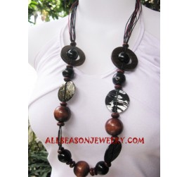 Bali Ethnic Wooden Necklaces with Shells