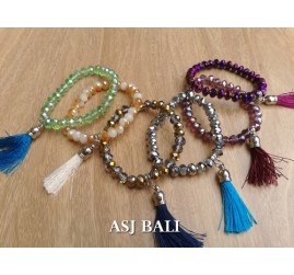 crystal beads bracelet with tassels women fashion accessories 6color