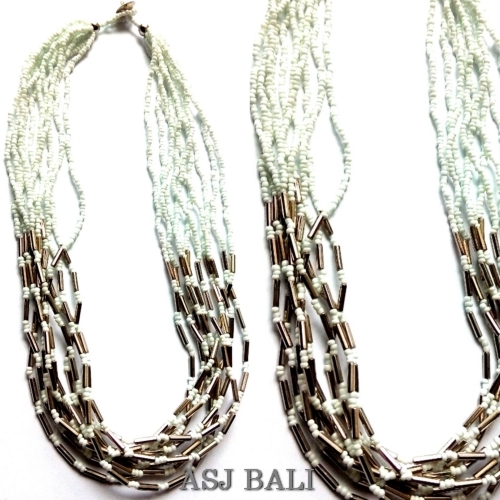 chain straw necklaces multiple beads necklaces bali