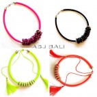 four color chokers necklaces string tassels beads fashion