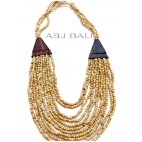 natural beige color necklace multiple seeds with wood bali
