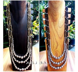 two color long seeds necklaces beads gold black ball