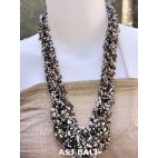 bali bead necklaces long wired color mix white black gold