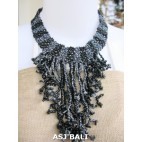 black beads necklaces with stone by designer 