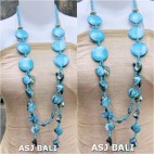 double long strand necklaces shells bead wood turquoise colors