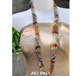 fashion beads necklaces color mix long strand wrap orange