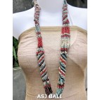 fashion beads necklaces color mix long strand wrap red