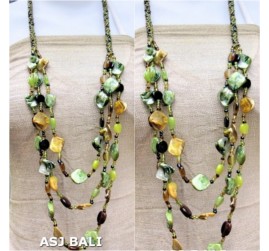 fashion necklaces glass beaded with shells nuged dark green