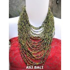 fashion necklaces green mix beads multiple strand design
