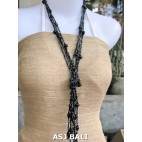 long strand necklaces wrapted black color