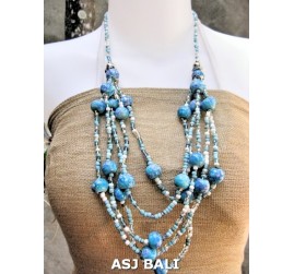 multi strand necklaces beads with wooden painting turquoise 