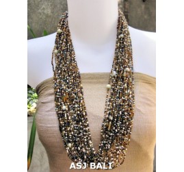 multiple strand fashion necklaces glass beads yellow mix color style