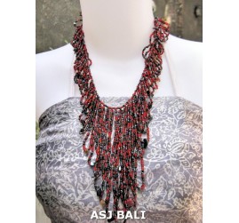 women fashion beads necklaces wired stone red
