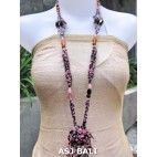 necklaces glass beads single pendant flower stone shells pink