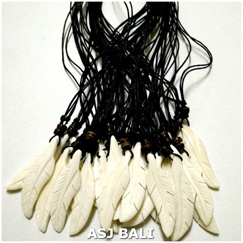 necklace pendant cow bone feather carving for men