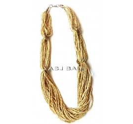 beige beads multiple seeds necklaces ties system