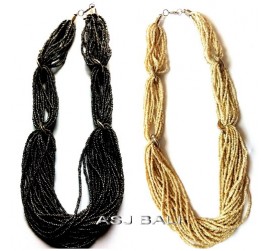 black white multiple beads strand necklaces bali design