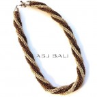circle beads double strand necklaces two color white golden