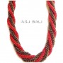 circle beads wired strand necklaces two color red gold