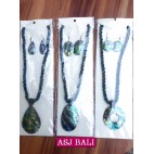 abalone seashells necklaces sets earrings black beads